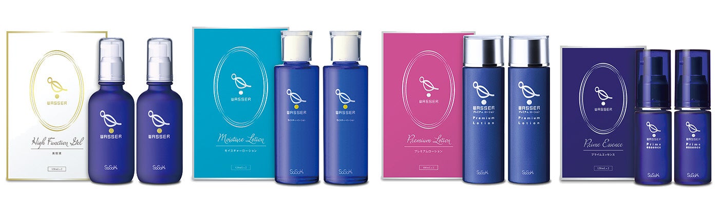 本日12月1日（木）～ 12月5日（月）完全無添加・オイルフリーのスキンケアブランド”「WASSER（バッサ）」より20%ポイント還元キャンペーン実施！のサブ画像3_左から​美容液、モイスチャーローション、プレミアムローション、プライムエッセンス