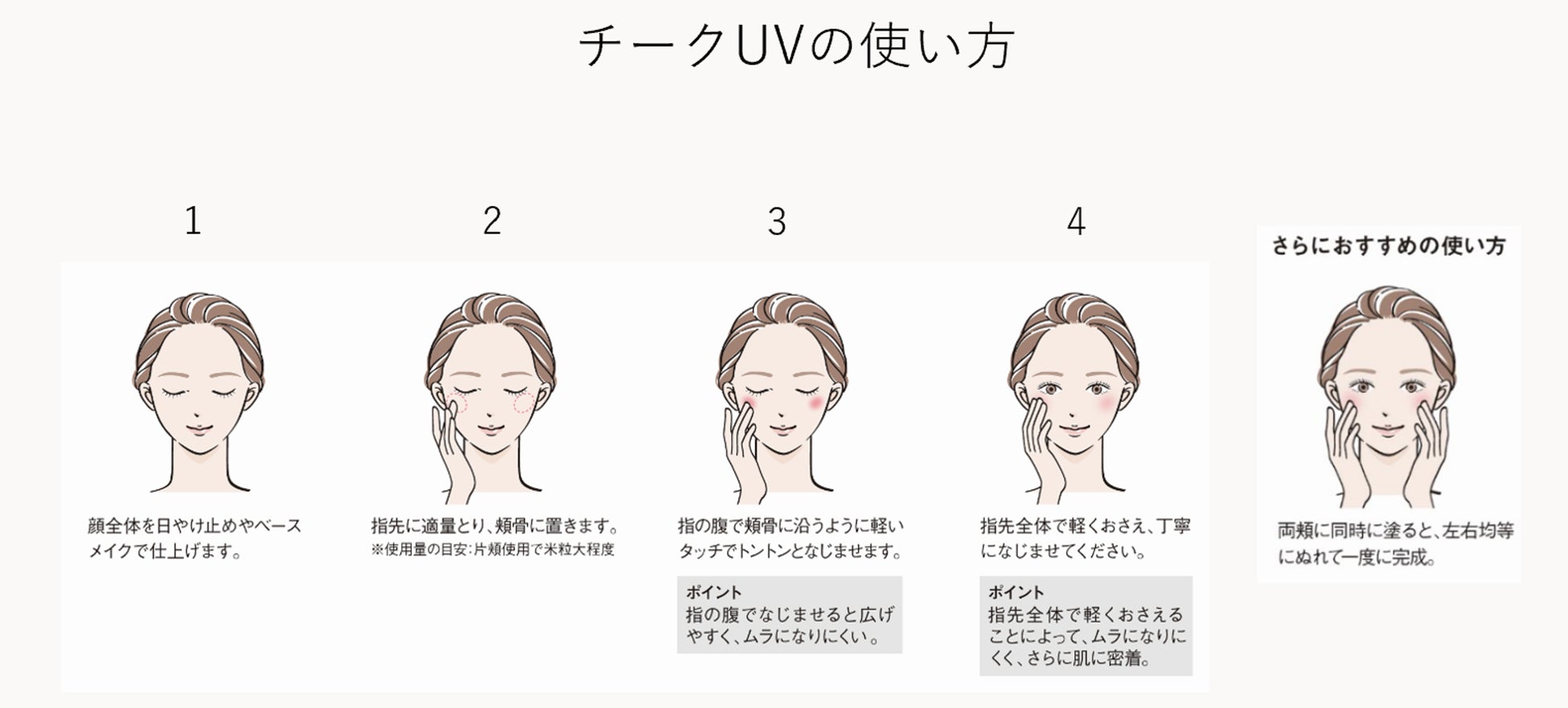 新提案！“ポイントメイクもできる日やけ止め” チークUV、誕生。朝塗りたての顔印象つづく『アリィ―　クロノビューティ カラーオンUV』2023年2月11日（土）より発売のサブ画像4