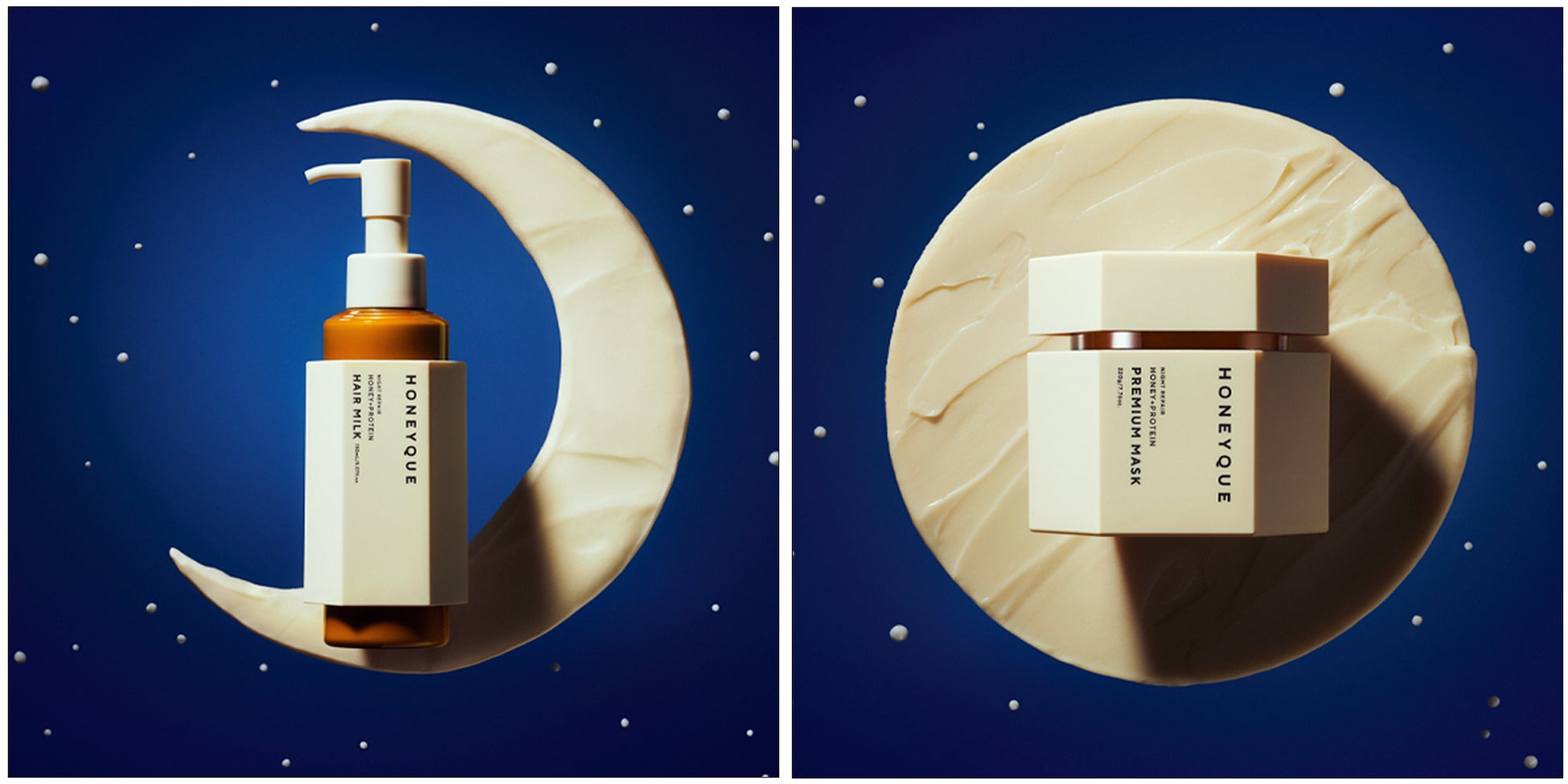 髪の芯から鍛えるヘアケアブランド「HONEYQUE（ハニーク）」より、夜に美髪を仕込んで質感が変わる「蜜髪ミルク」と「蜜髪マスク」が新発売！のサブ画像1