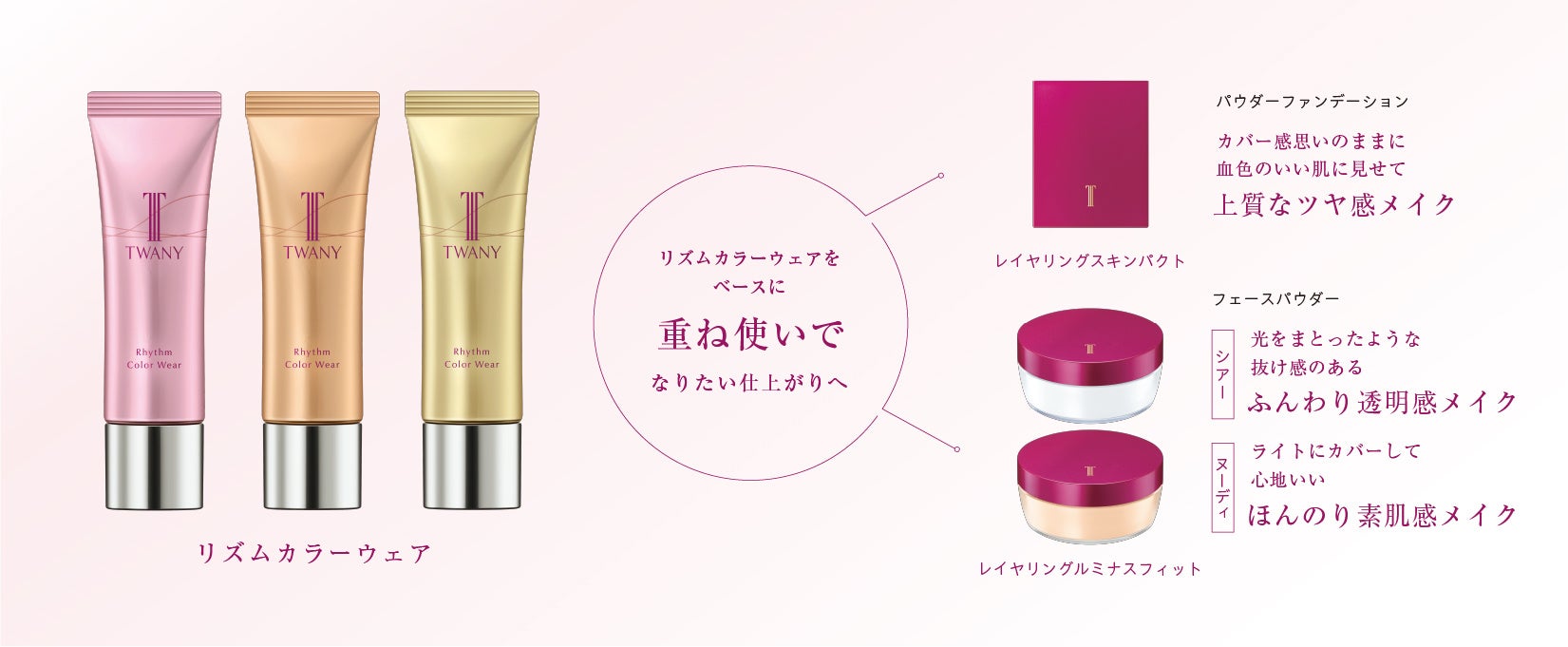 個々に感じるくすみやライフスタイルに寄り添う新ベースメイク誕生「トワニー　リズムカラーウェア」3月11日（土）販売開始　透明感レイヤリングを楽しむパウダーファンデーションとおしろいも同時発売のサブ画像2