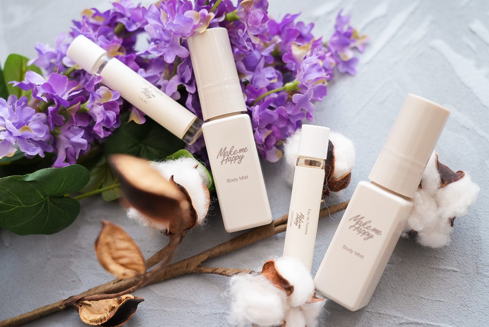 フレグランスブランド「メイクミーハッピー」 ボディミスト＆オードトワレからほんのり甘いフローラルの香り「LILAC」と洗いたてのシーツのような「COTTON」の香りが4月下旬より登場のサブ画像1