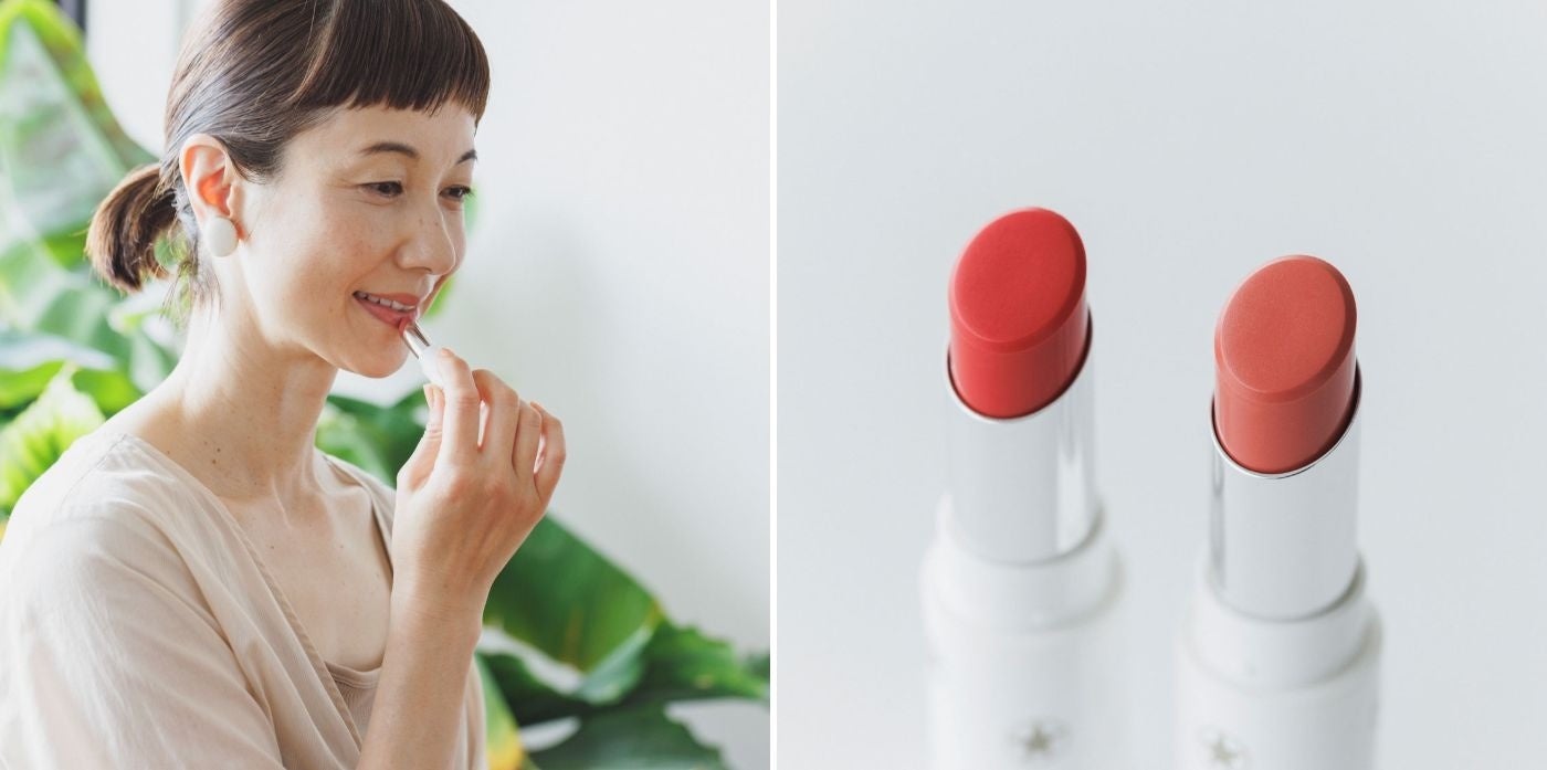 「北欧、暮らしの道具店」オリジナルコスメ3周年記念『香菜子さんとつくったほんのり色づくカラーリップバーム』4/27（木）発売のサブ画像3_左 きんようびの色（ポピーレッド）右 すいようびの色（ピンクベージュ）